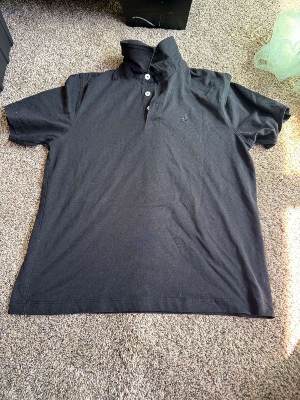 Volcom Black Short Sleeve Polo with Button Collar